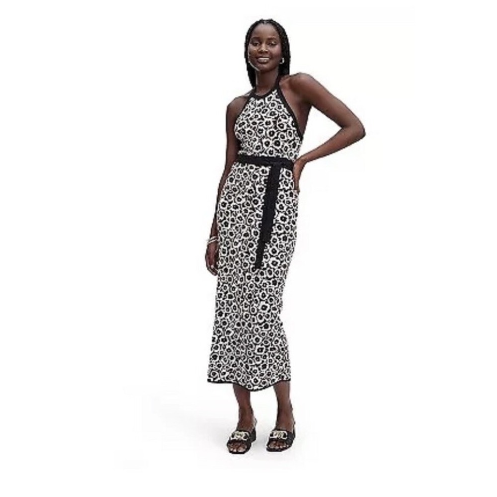 Women's Halter Tie Neck Neutral Poppy Sweaterknit Midi Dress - DVF XXS